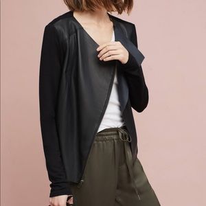 Michael Stars black Leather Contrast Moto Jacket